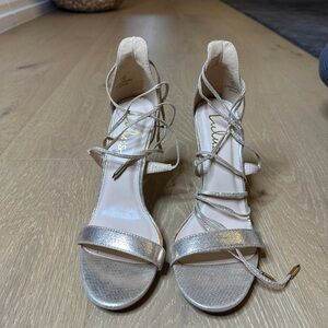 Lulu's Metallic gold Strappy Heels